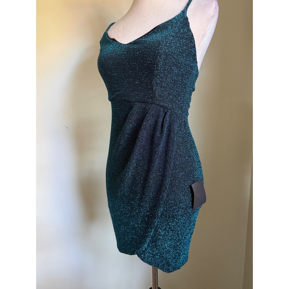 Lulus Blue Metallic retro Bodycon Dress M NWT y2k whimsi Cocktail‎ Party resort